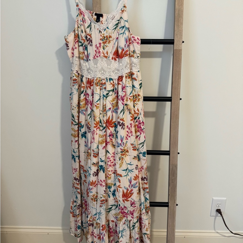 Torrid Floral Knit Maxi Dress with Lace Detail